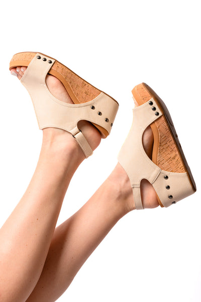 Carley Wedge Sandals in Cream|Corner Stone Spa Boutique-Womens- Corner Stone Spa and Salon Boutique in Stoughton, Wisconsin