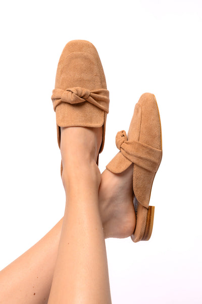 Clingy Mules in Camel Faux Suede-Womens- Corner Stone Spa and Salon Boutique in Stoughton, Wisconsin
