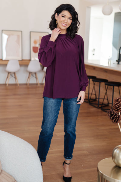 Closing Time Mock Neck Blouse|Corner Stone Spa Boutique-Tops- Corner Stone Spa and Salon Boutique in Stoughton, Wisconsin