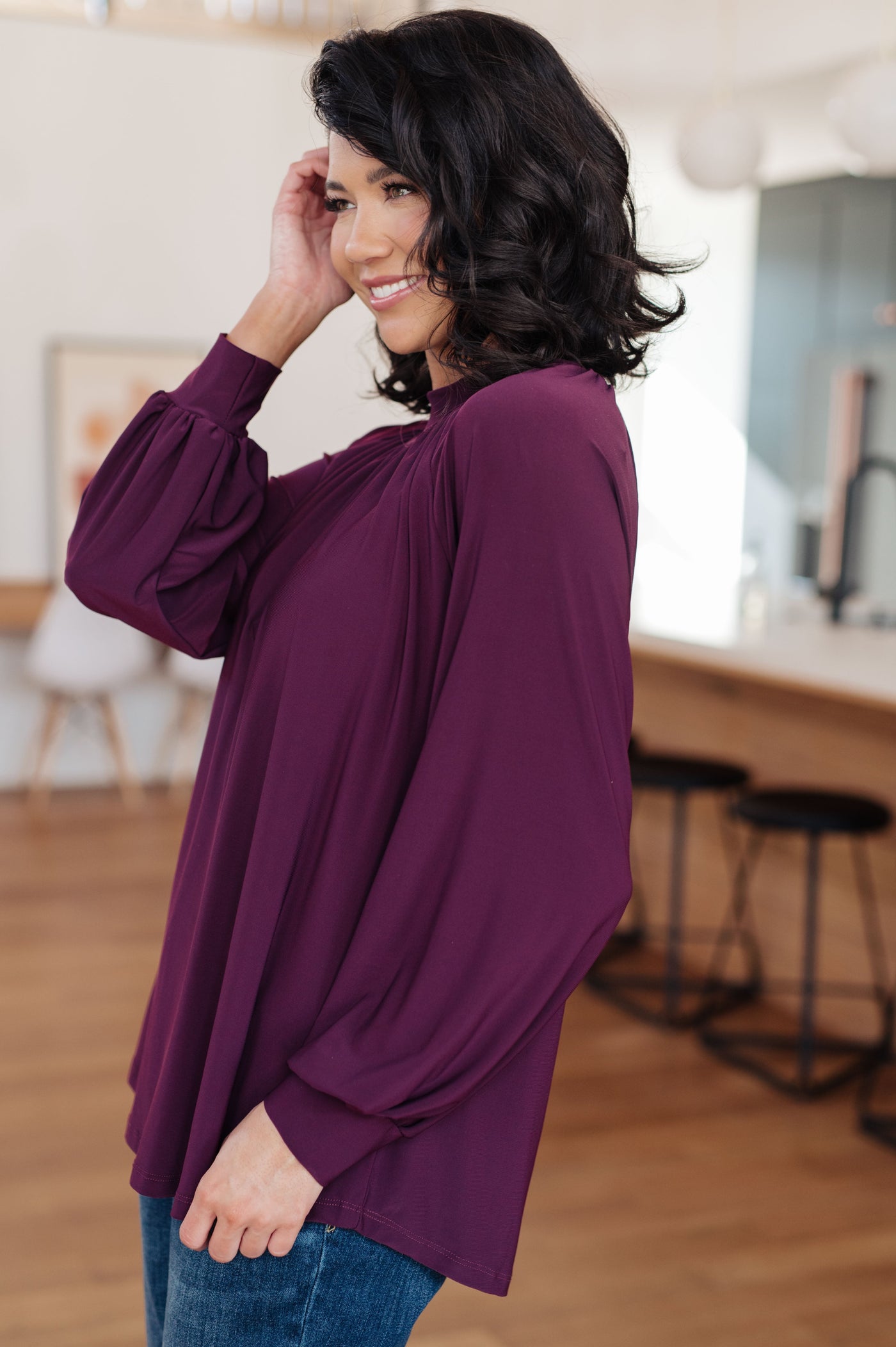 Closing Time Mock Neck Blouse|Corner Stone Spa Boutique-Tops- Corner Stone Spa and Salon Boutique in Stoughton, Wisconsin