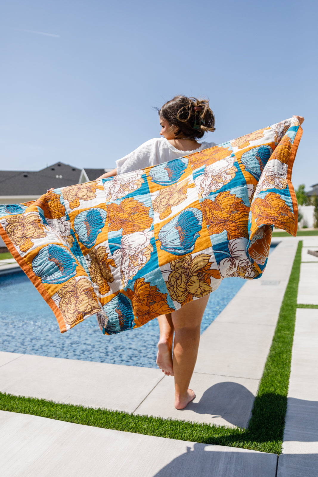 Luxury Beach Towel in Block Floral-Home & Decor- Corner Stone Spa and Salon Boutique in Stoughton, Wisconsin