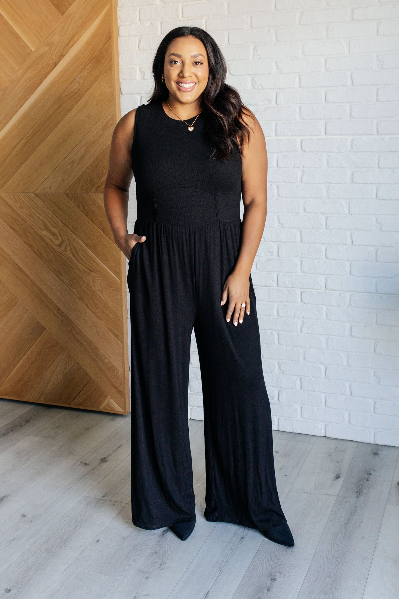 Hilary Wide Leg Jumpsuit in Black|Corner Stone Spa Boutique-Jumpsuits & Rompers- Corner Stone Spa and Salon Boutique in Stoughton, Wisconsin