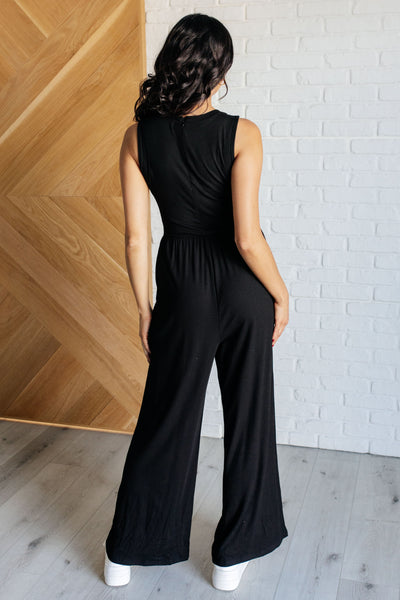 Hilary Wide Leg Jumpsuit in Black|Corner Stone Spa Boutique-Jumpsuits & Rompers- Corner Stone Spa and Salon Boutique in Stoughton, Wisconsin