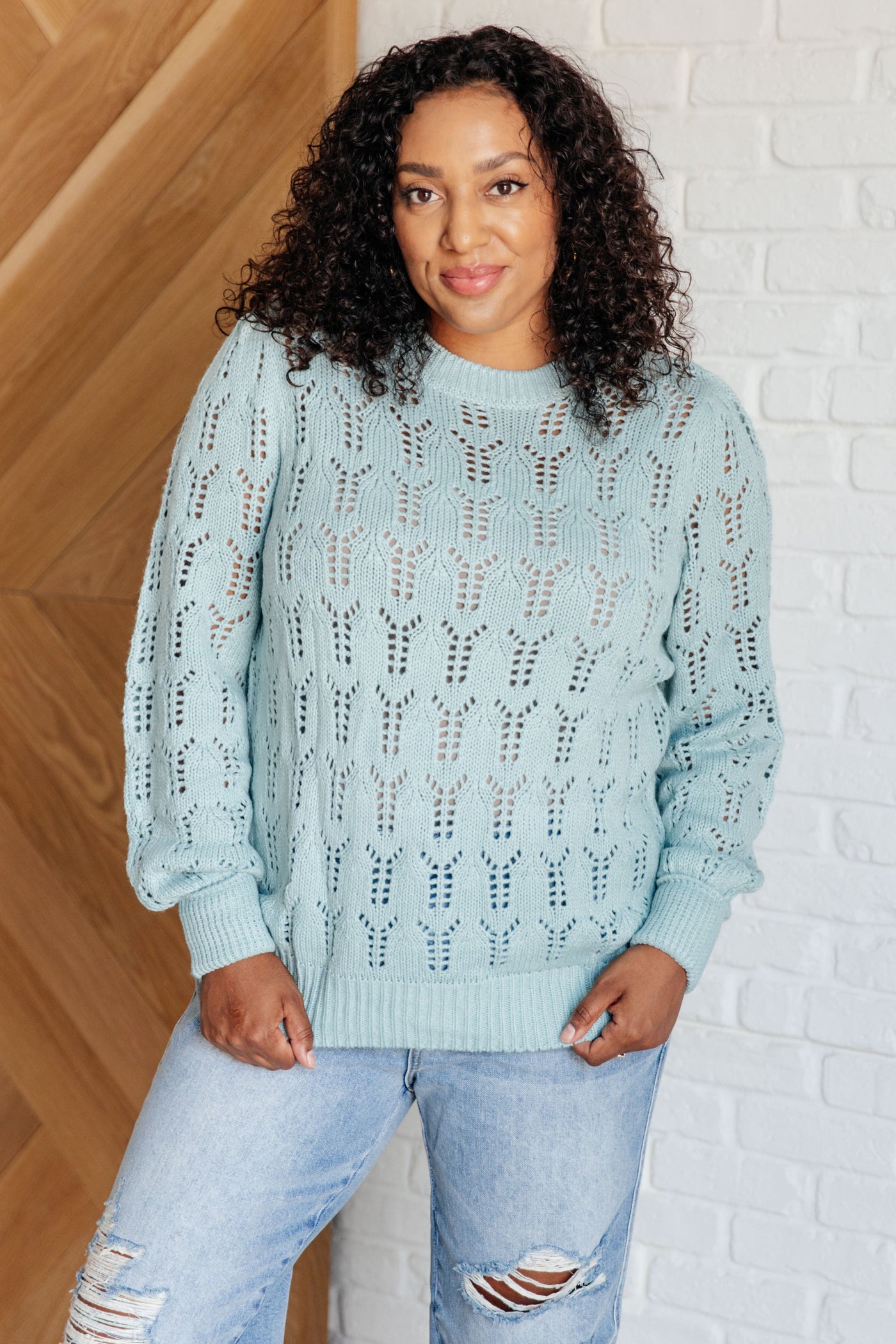 Hole In One Sheer Pointelle Knit Sweater|Corner Stone Spa Boutique-Womens- Corner Stone Spa and Salon Boutique in Stoughton, Wisconsin