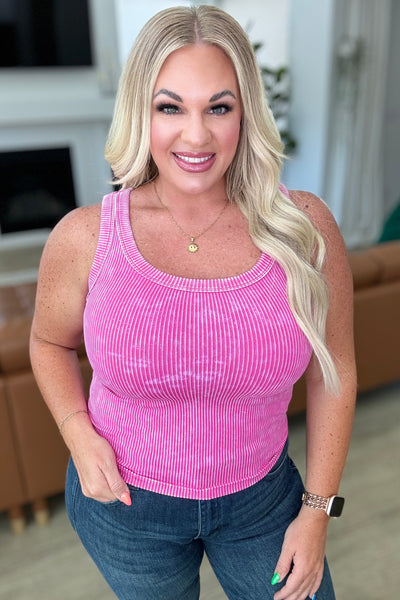 Go the Distance Ribbed Tank in Hot Pink|Corner Stone Spa Boutique-Tops- Corner Stone Spa and Salon Boutique in Stoughton, Wisconsin