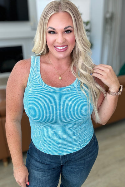 Go the Distance Ribbed Tank in Ice Blue|Corner Stone Spa Boutique-Tops- Corner Stone Spa and Salon Boutique in Stoughton, Wisconsin