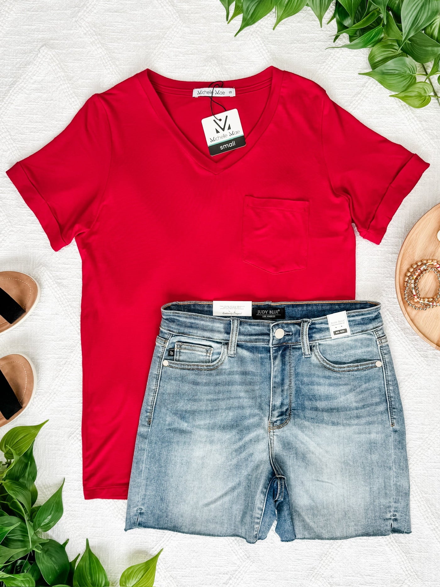 Sophie Pocket Tee - Red|Corner Stone Spa Boutique-Shirts- Corner Stone Spa and Salon Boutique in Stoughton, Wisconsin