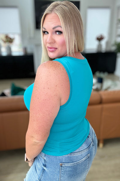 Gimmie! Gimmie! Gimmie! Longline Tank in Light Teal|Corner Stone Spa Boutique-Tops- Corner Stone Spa and Salon Boutique in Stoughton, Wisconsin