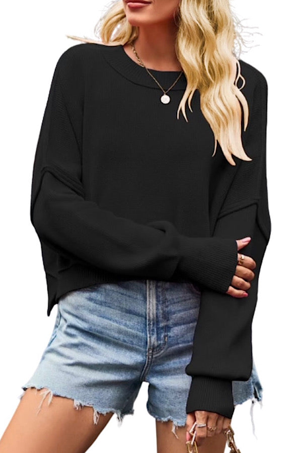 ETA 8/2 - Autumn Breeze Black Crop Sweater|Corner Stone Spa Salon-WS 104 Sweaters- Corner Stone Spa and Salon Boutique in Stoughton, Wisconsin