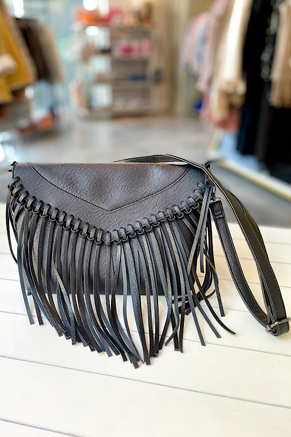 Fringe All Day Black Bag|Corner Stone Spa Salon-WS 640 Handbags- Corner Stone Spa and Salon Boutique in Stoughton, Wisconsin