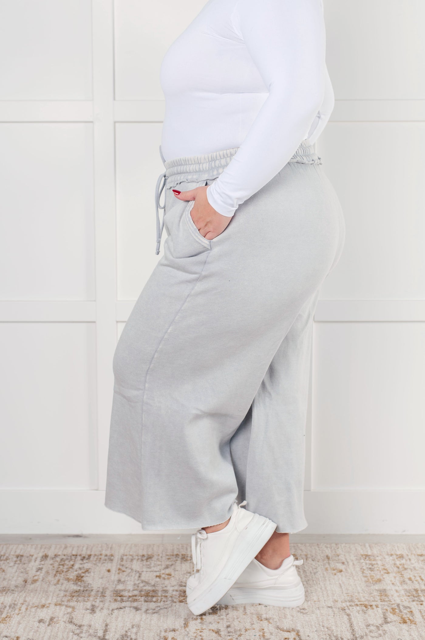 In or Out Wide Leg Cropped Pants in Light Grey-Bottoms- Corner Stone Spa and Salon Boutique in Stoughton, Wisconsin