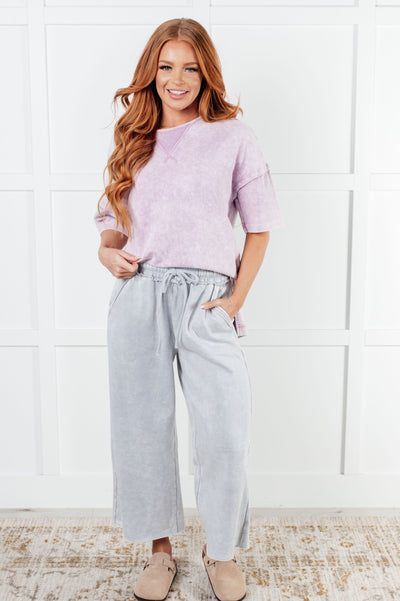 In or Out Wide Leg Cropped Pants in Light Grey-Bottoms- Corner Stone Spa and Salon Boutique in Stoughton, Wisconsin