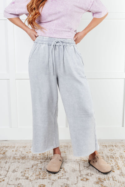 In or Out Wide Leg Cropped Pants in Light Grey-Bottoms- Corner Stone Spa and Salon Boutique in Stoughton, Wisconsin