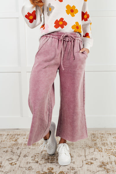 In or Out Wide Leg Cropped Pants in Light Rose-Athleisure- Corner Stone Spa and Salon Boutique in Stoughton, Wisconsin