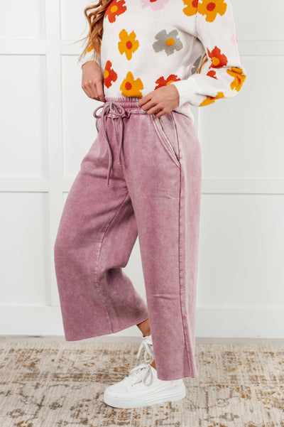 In or Out Wide Leg Cropped Pants in Light Rose-Athleisure- Corner Stone Spa and Salon Boutique in Stoughton, Wisconsin