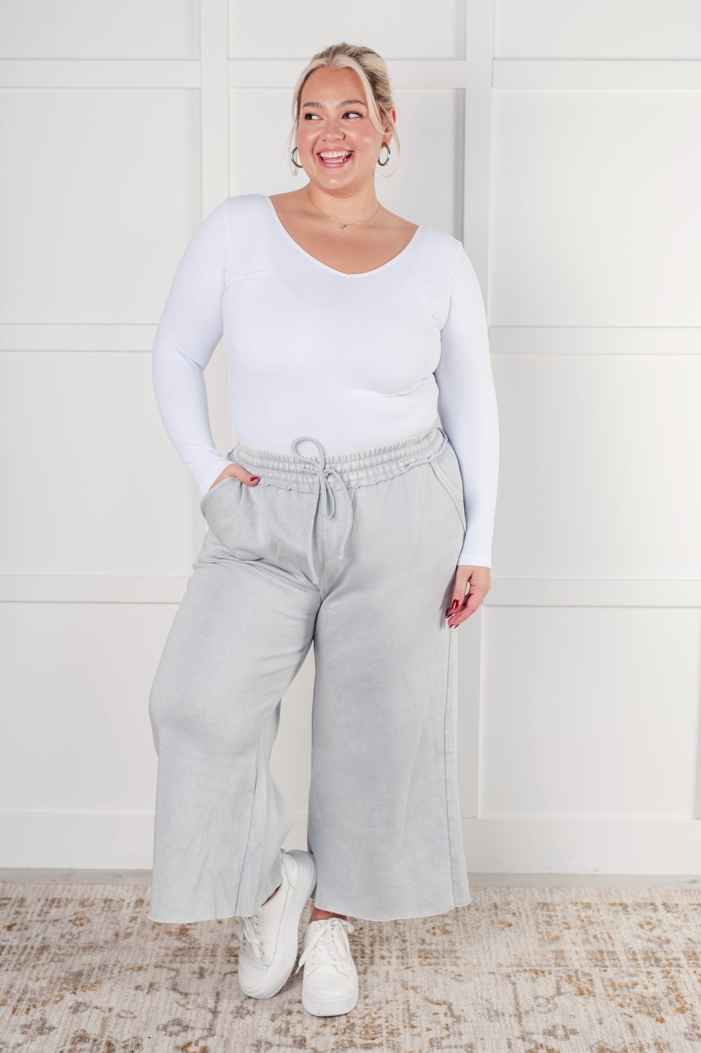 In or Out Wide Leg Cropped Pants in Light Grey-Bottoms- Corner Stone Spa and Salon Boutique in Stoughton, Wisconsin