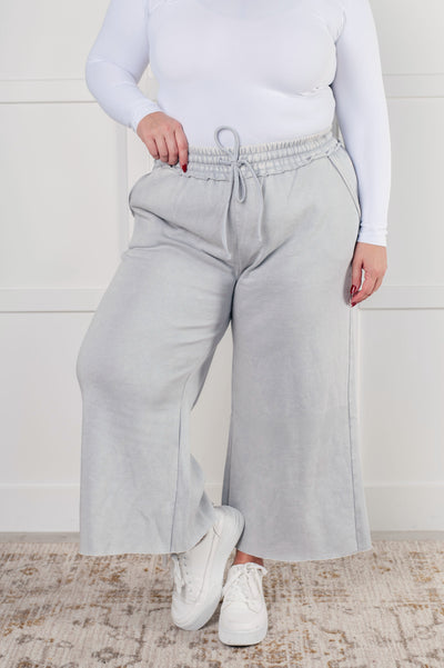 In or Out Wide Leg Cropped Pants in Light Grey-Bottoms- Corner Stone Spa and Salon Boutique in Stoughton, Wisconsin