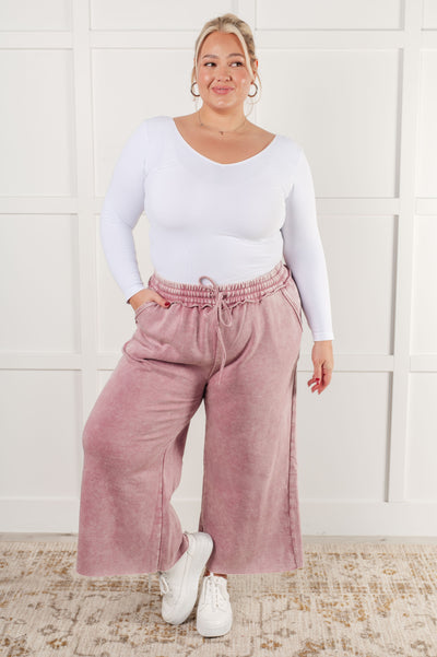 In or Out Wide Leg Cropped Pants in Light Rose-Athleisure- Corner Stone Spa and Salon Boutique in Stoughton, Wisconsin