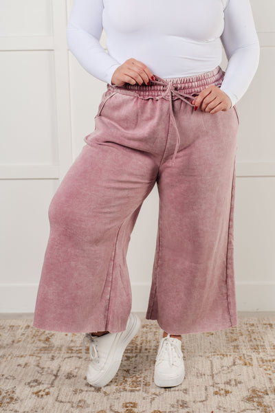 In or Out Wide Leg Cropped Pants in Light Rose-Athleisure- Corner Stone Spa and Salon Boutique in Stoughton, Wisconsin