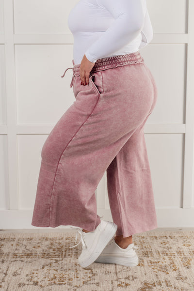 In or Out Wide Leg Cropped Pants in Light Rose-Athleisure- Corner Stone Spa and Salon Boutique in Stoughton, Wisconsin