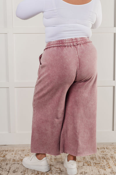 In or Out Wide Leg Cropped Pants in Light Rose-Athleisure- Corner Stone Spa and Salon Boutique in Stoughton, Wisconsin