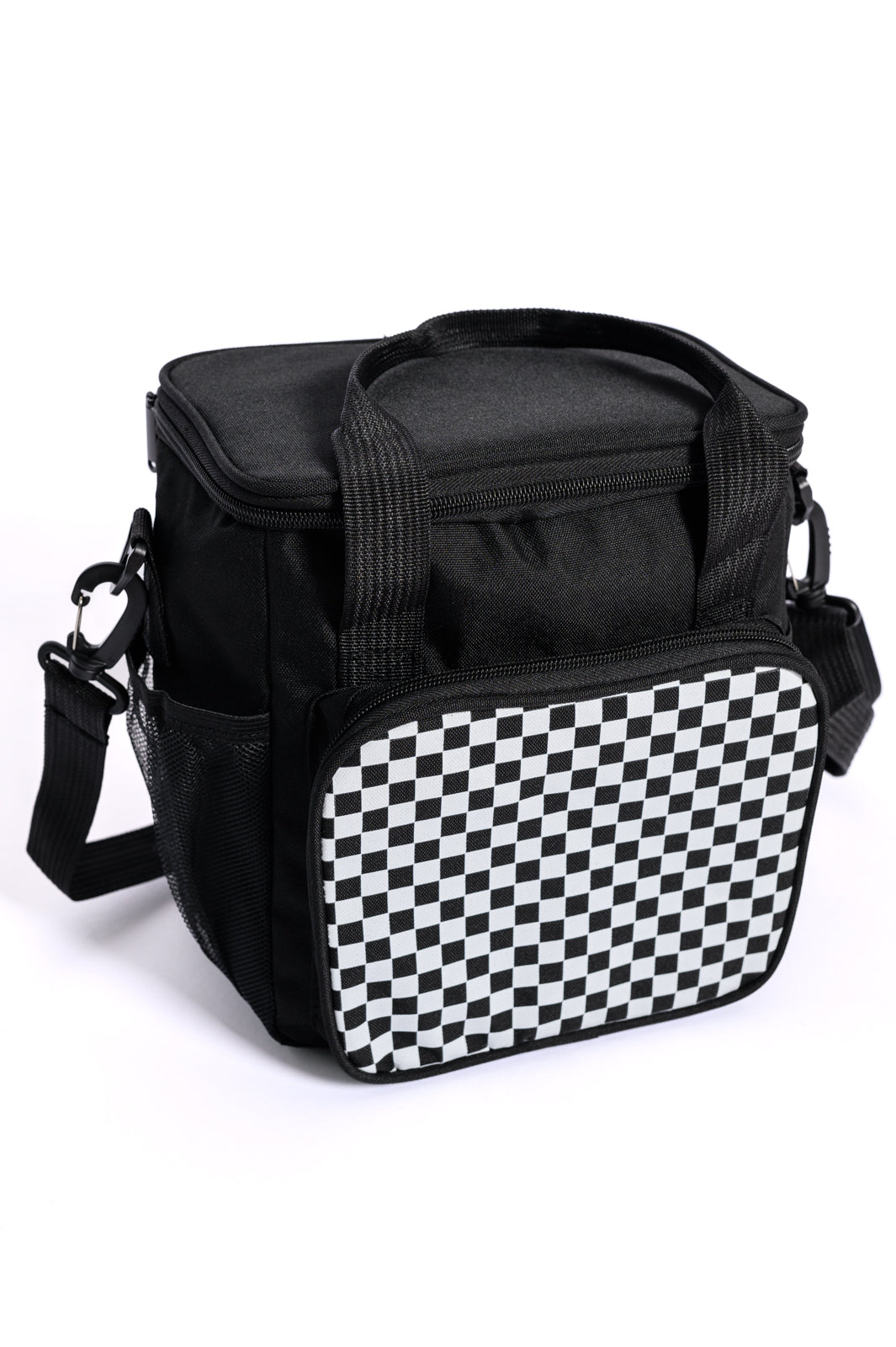 Insulated Checked Tote in Black |Corner Stone Spa Boutique-Accessories- Corner Stone Spa and Salon Boutique in Stoughton, Wisconsin