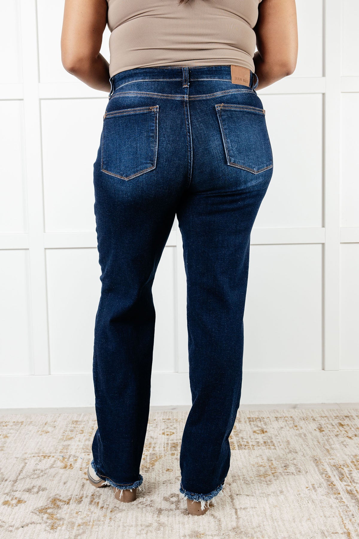 Jacqueline Mid Rise Frayed Hem Straight Leg Jean|Corner Stone Spa Boutique-Denim- Corner Stone Spa and Salon Boutique in Stoughton, Wisconsin