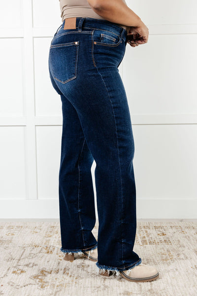 Jacqueline Mid Rise Frayed Hem Straight Leg Jean|Corner Stone Spa Boutique-Denim- Corner Stone Spa and Salon Boutique in Stoughton, Wisconsin