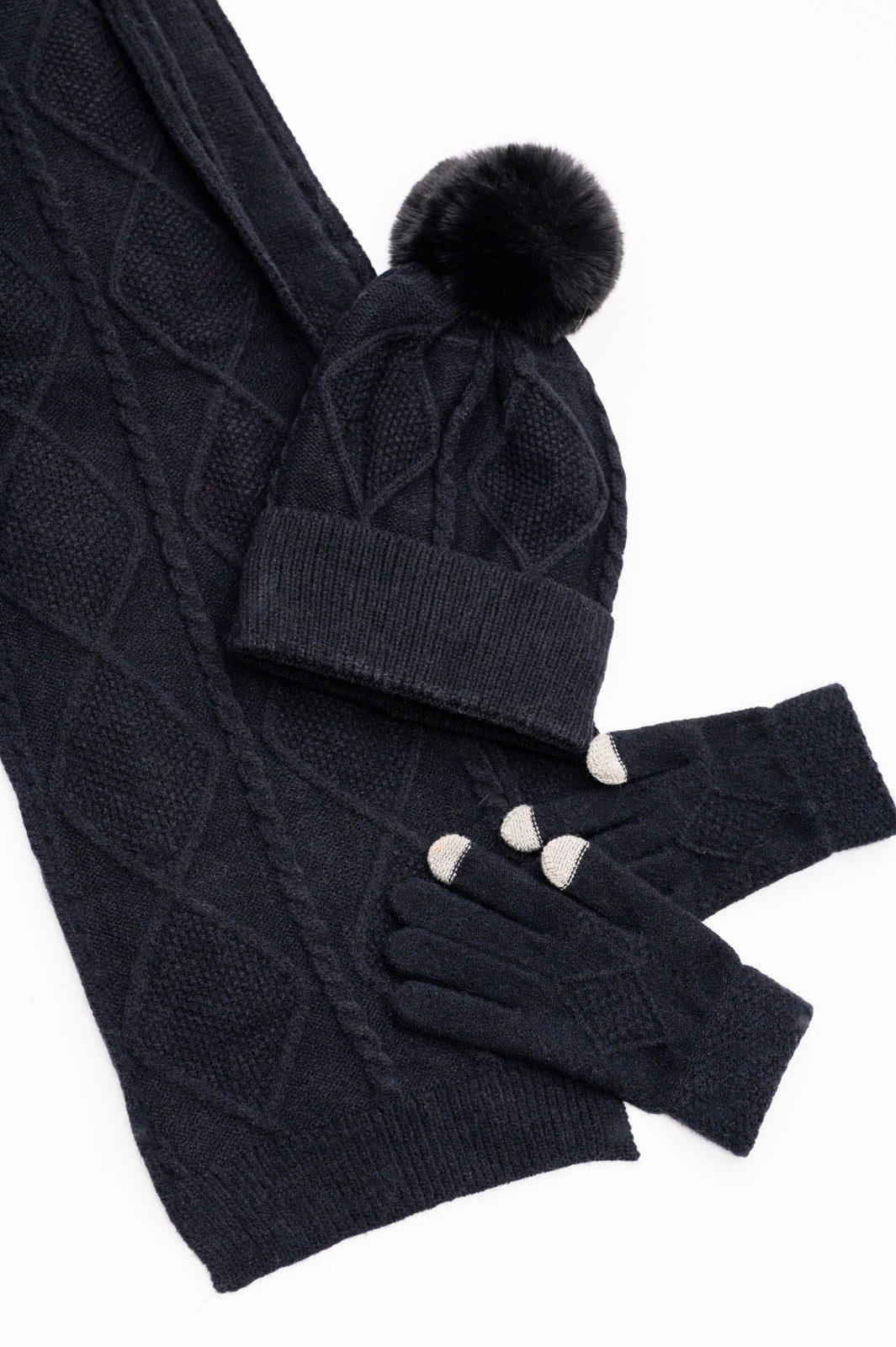 Jane Frost Beanie, Glove, and Scarf Set In Black|Corner Stone Spa Boutique-Accessories- Corner Stone Spa and Salon Boutique in Stoughton, Wisconsin