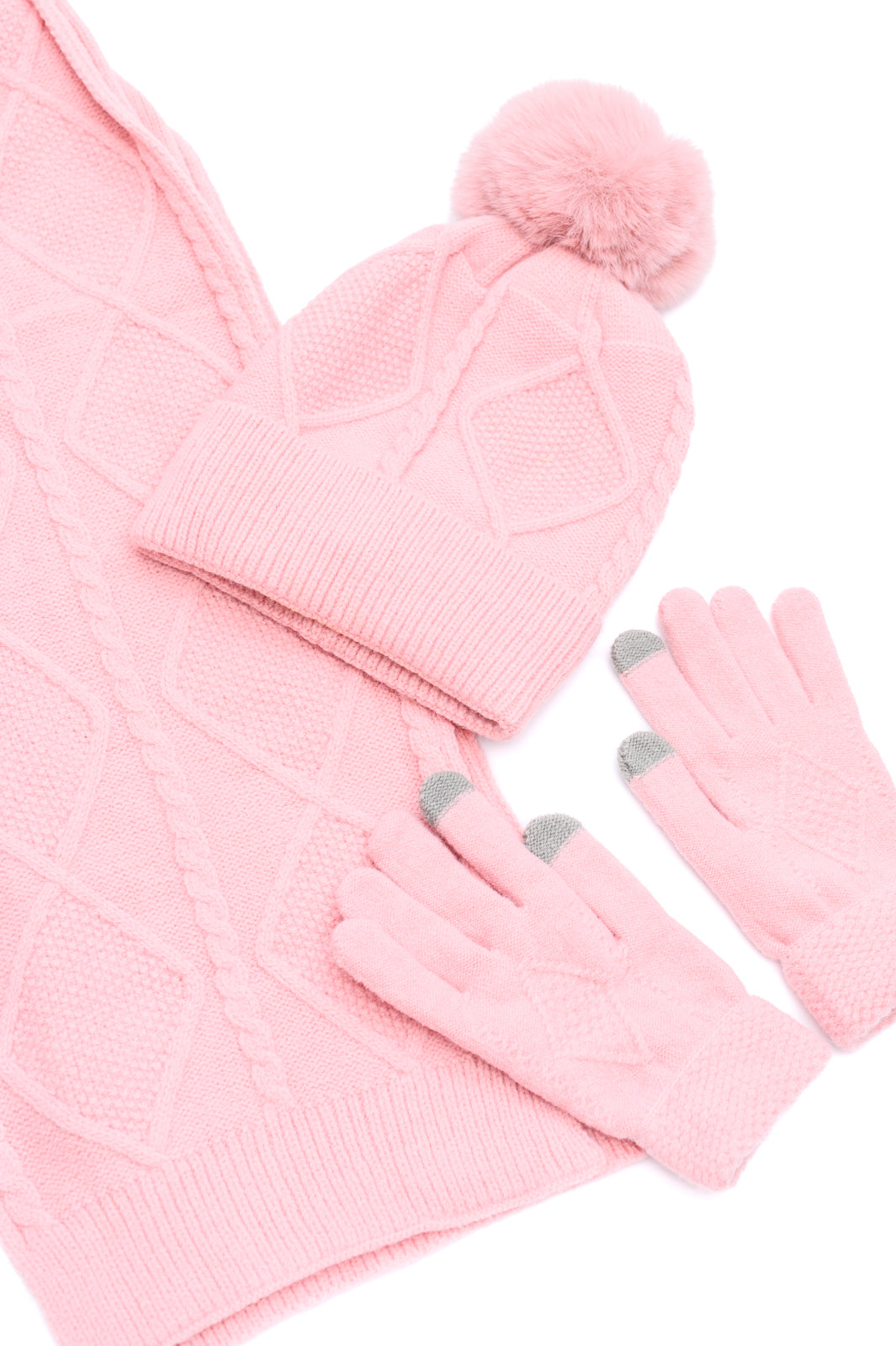 Jane Frost Beanie, Glove, and Scarf Set in Pink|Corner Stone Spa Boutique-Accessories- Corner Stone Spa and Salon Boutique in Stoughton, Wisconsin