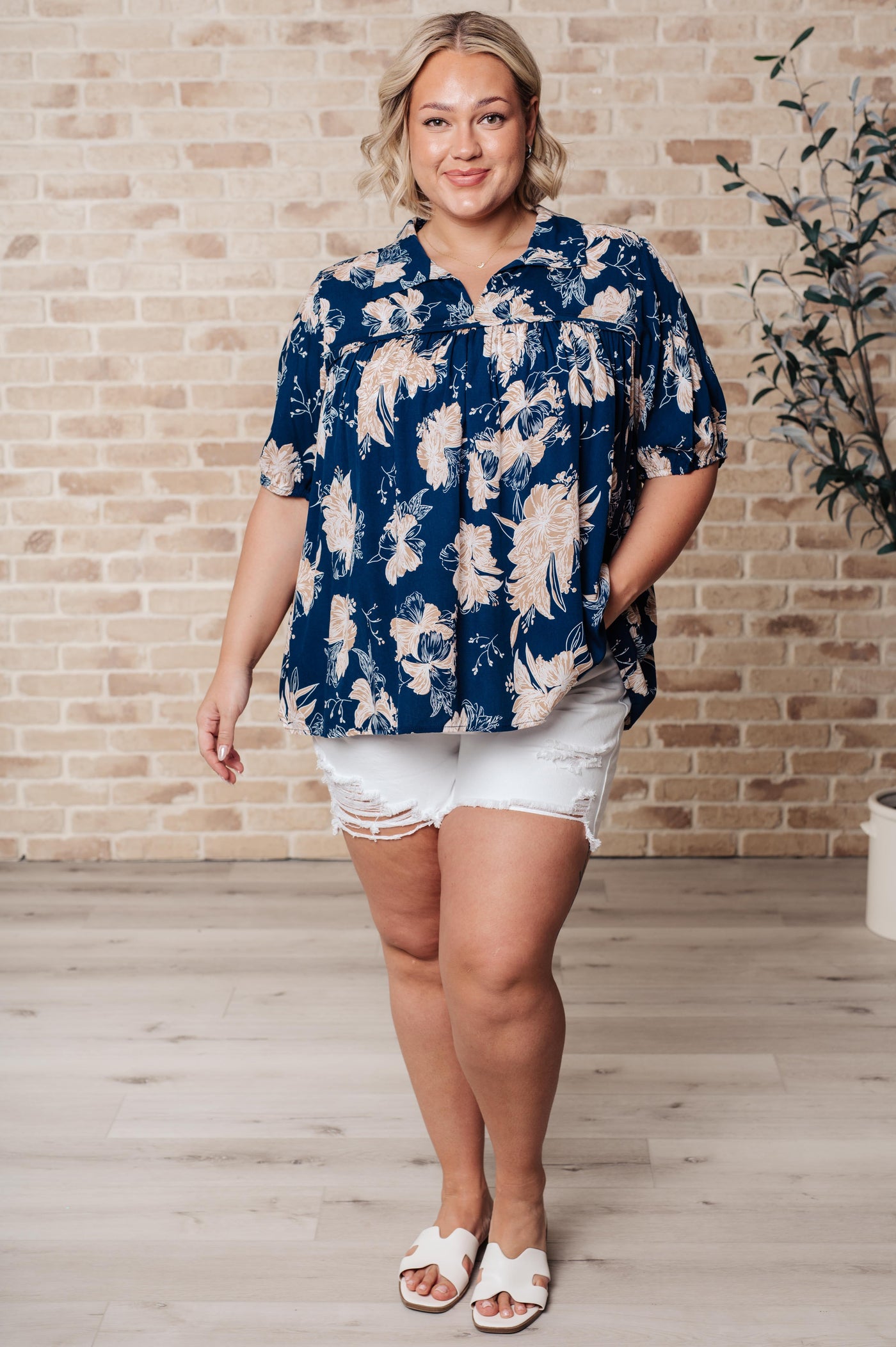 Just Coasting Floral Blouse|Corner Stone Spa Boutique-Tops- Corner Stone Spa and Salon Boutique in Stoughton, Wisconsin