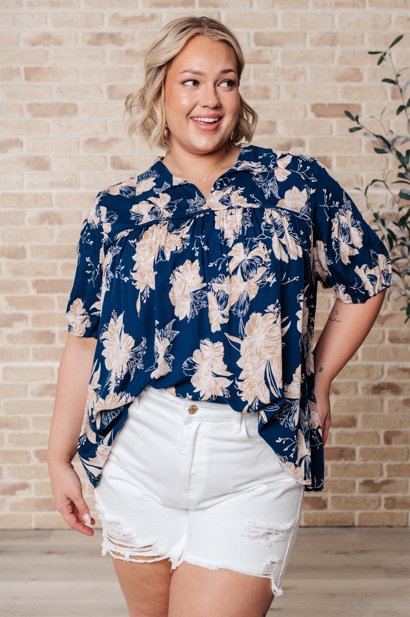 Just Coasting Floral Blouse|Corner Stone Spa Boutique-Tops- Corner Stone Spa and Salon Boutique in Stoughton, Wisconsin