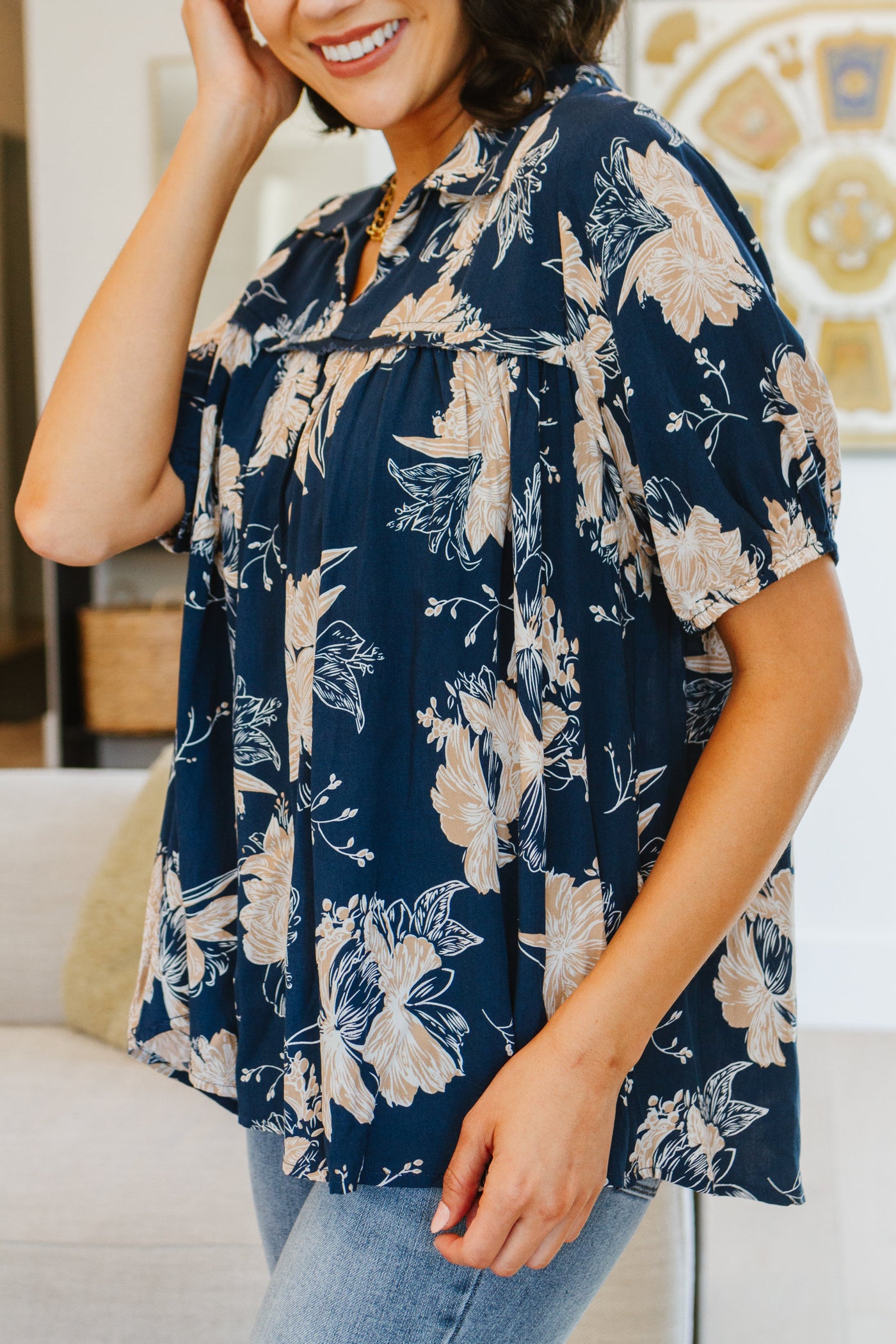 Just Coasting Floral Blouse|Corner Stone Spa Boutique-Tops- Corner Stone Spa and Salon Boutique in Stoughton, Wisconsin