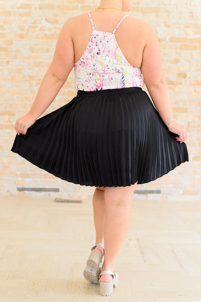 Just a Flirt Pleated Skirt in Black-Bottoms- Corner Stone Spa and Salon Boutique in Stoughton, Wisconsin