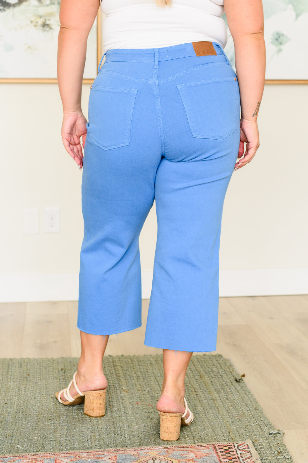 Lisa High Rise Control Top Wide Leg Crop Jeans in Sky Blue|Corner Stone Spa Boutique-Denim- Corner Stone Spa and Salon Boutique in Stoughton, Wisconsin