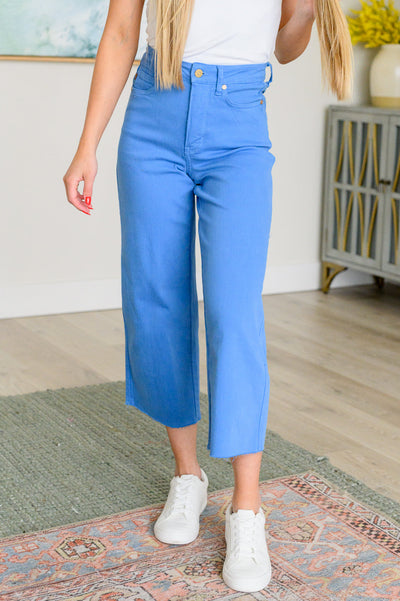 Lisa High Rise Control Top Wide Leg Crop Jeans in Sky Blue|Corner Stone Spa Boutique-Denim- Corner Stone Spa and Salon Boutique in Stoughton, Wisconsin