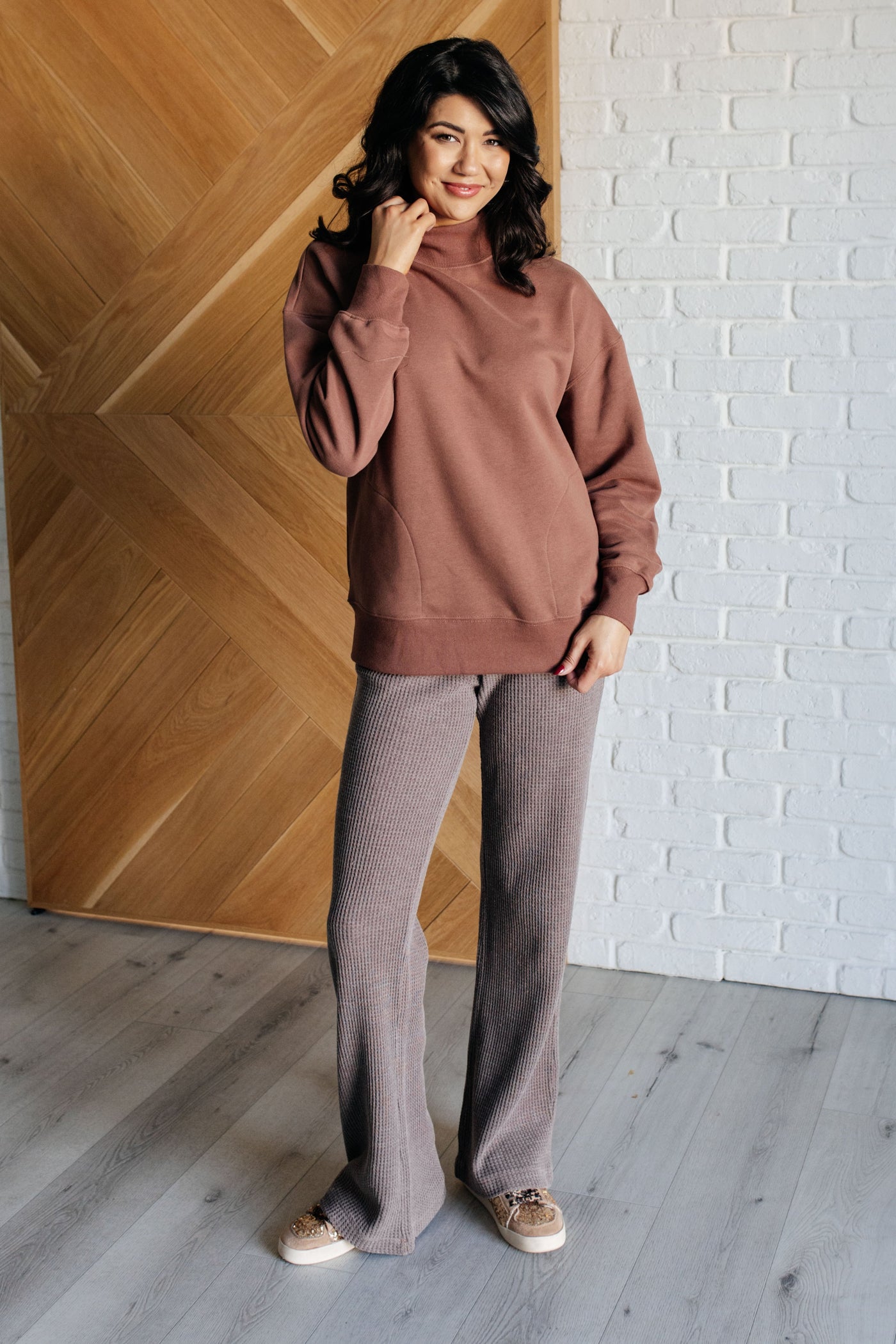 Set Process Mineral Wash Waffle Knit Pants in Brown|Corner Stone Spa Boutique-Athleisure- Corner Stone Spa and Salon Boutique in Stoughton, Wisconsin