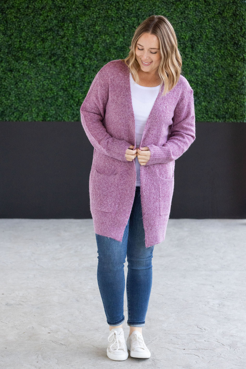 Madison Cozy Cardigan - Frosted Berry- Corner Stone Spa and Salon Boutique in Stoughton, Wisconsin