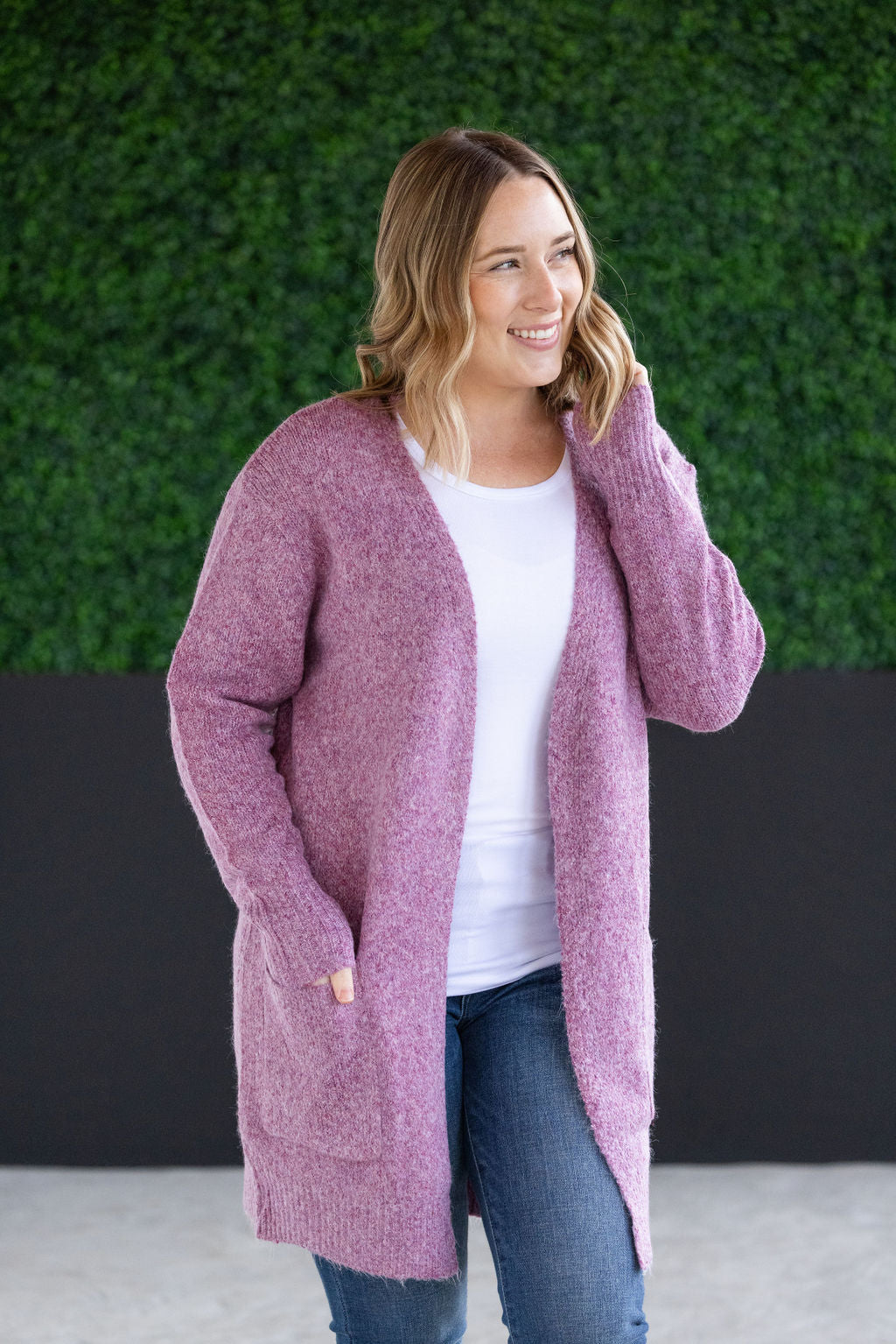 Madison Cozy Cardigan - Frosted Berry- Corner Stone Spa and Salon Boutique in Stoughton, Wisconsin