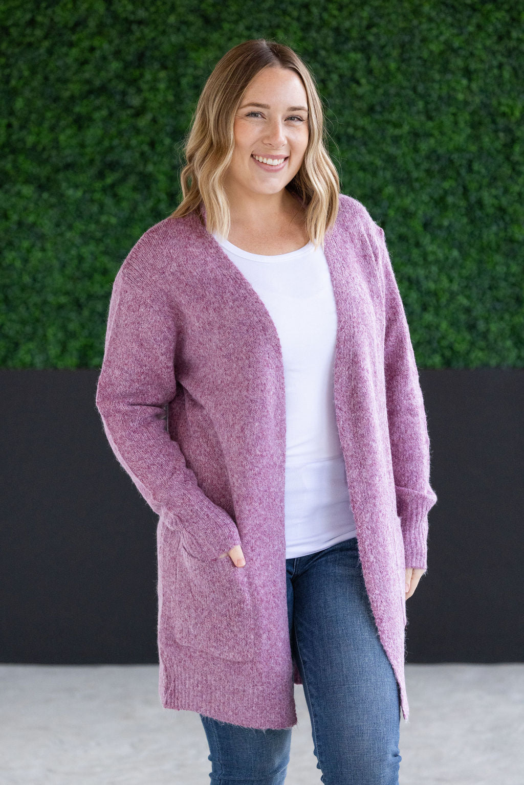 Madison Cozy Cardigan - Frosted Berry- Corner Stone Spa and Salon Boutique in Stoughton, Wisconsin