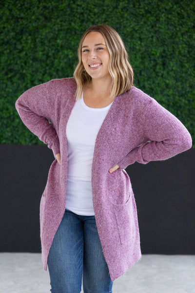 Madison Cozy Cardigan - Frosted Berry- Corner Stone Spa and Salon Boutique in Stoughton, Wisconsin