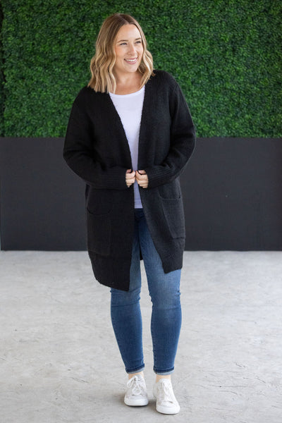 Madison Cozy Cardigan - Jet Black- Corner Stone Spa and Salon Boutique in Stoughton, Wisconsin