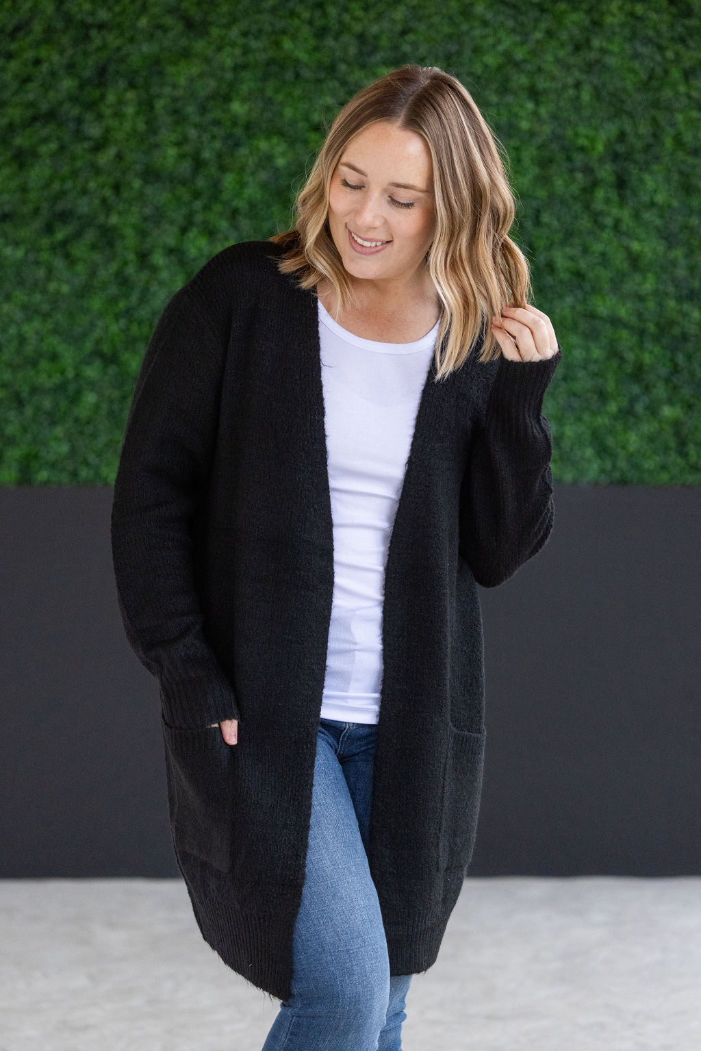 Madison Cozy Cardigan - Jet Black- Corner Stone Spa and Salon Boutique in Stoughton, Wisconsin