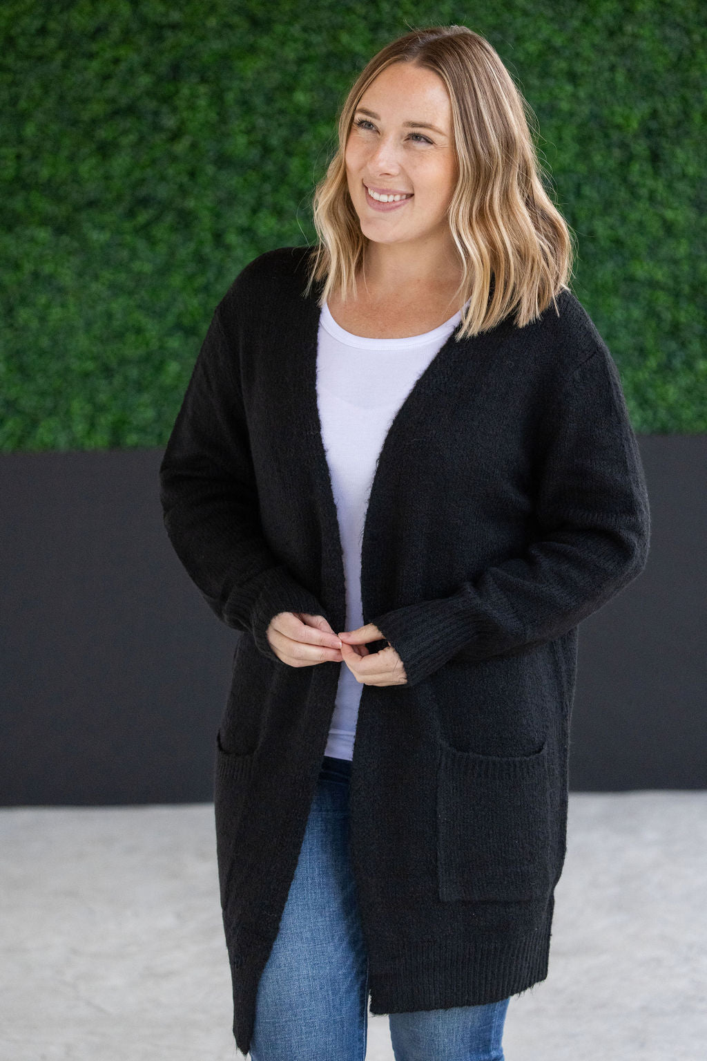 Madison Cozy Cardigan - Jet Black- Corner Stone Spa and Salon Boutique in Stoughton, Wisconsin