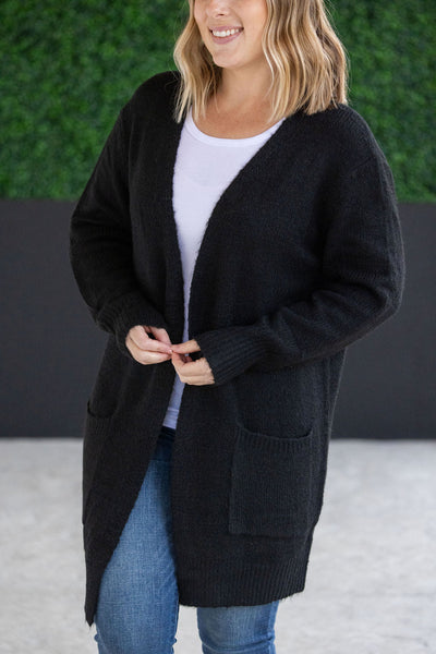 Madison Cozy Cardigan - Jet Black- Corner Stone Spa and Salon Boutique in Stoughton, Wisconsin