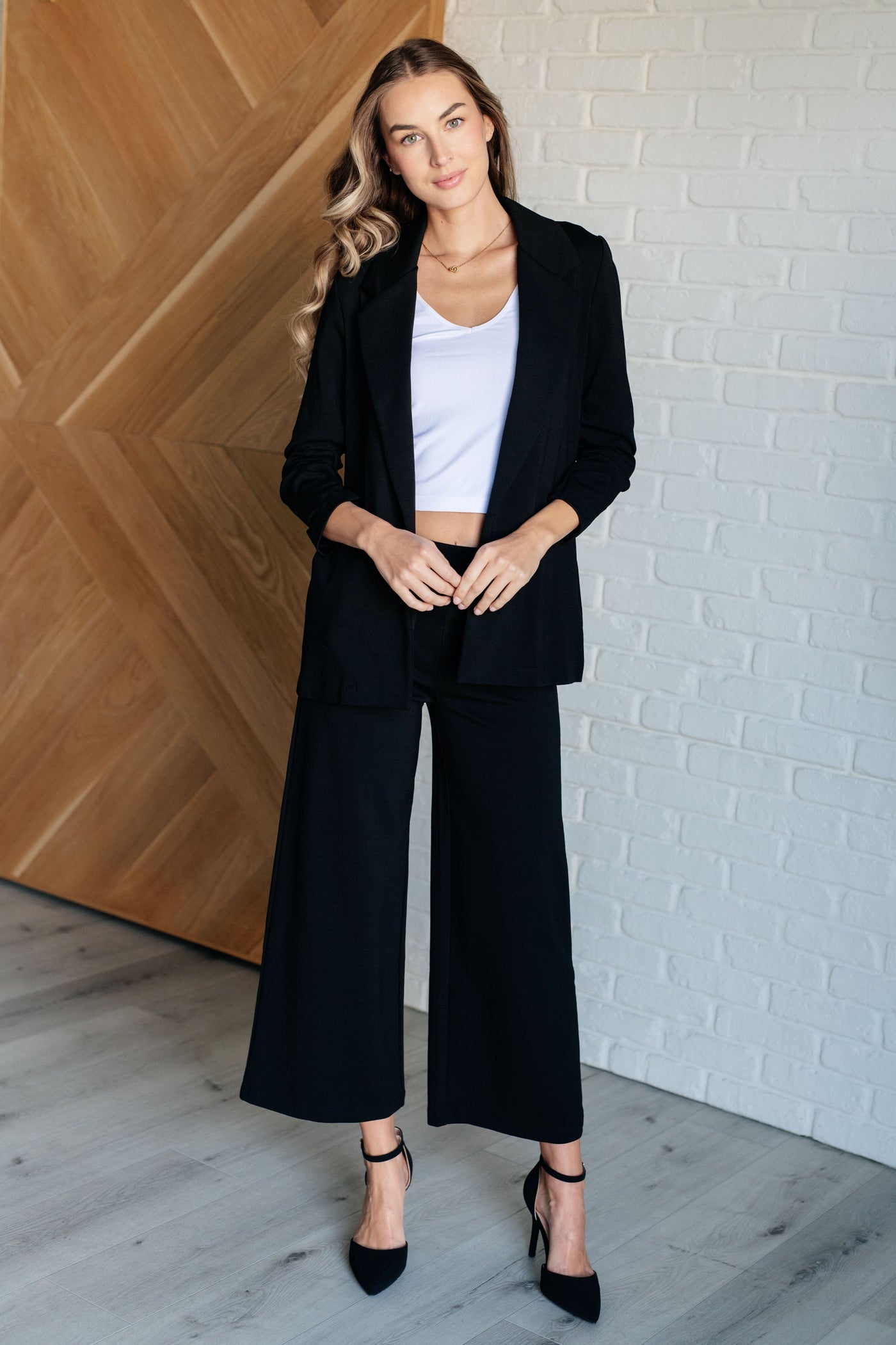 Magic Wide Leg Crop Pants in Black|Corner Stone Spa Boutique-Bottoms- Corner Stone Spa and Salon Boutique in Stoughton, Wisconsin