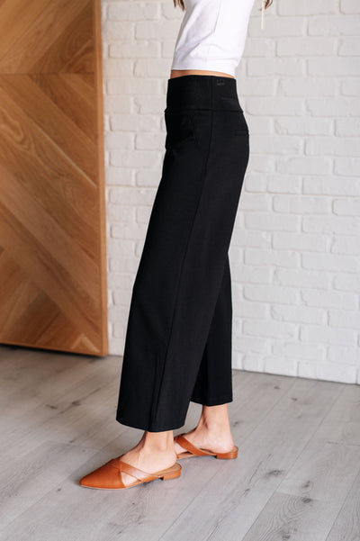 Magic Wide Leg Crop Pants in Black|Corner Stone Spa Boutique-Bottoms- Corner Stone Spa and Salon Boutique in Stoughton, Wisconsin