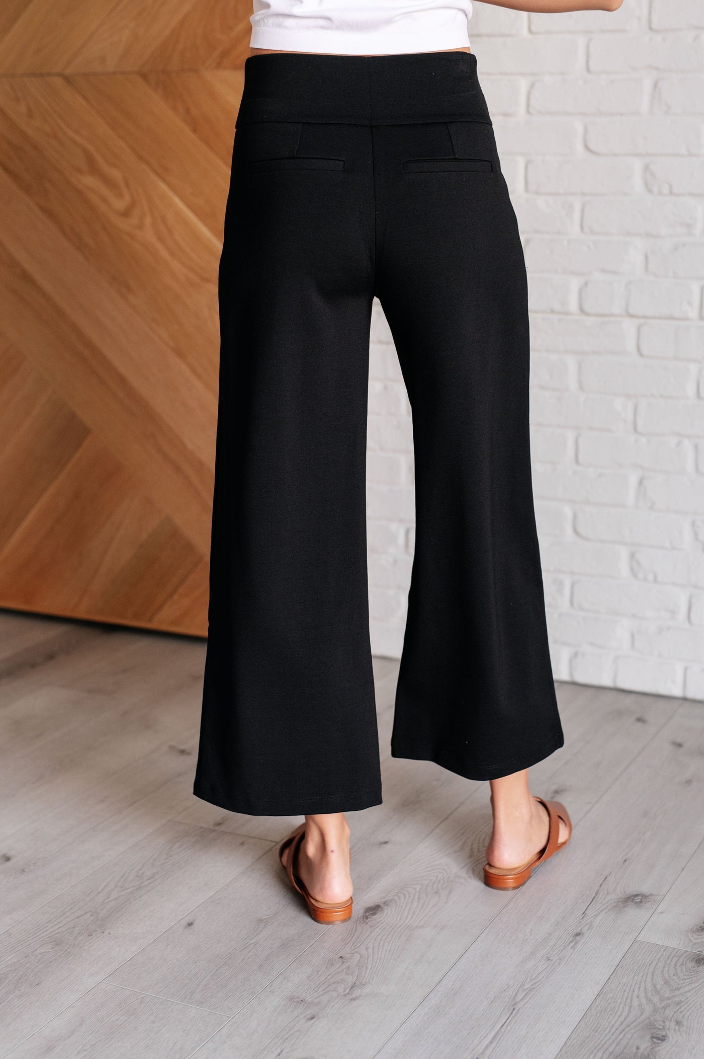 Magic Wide Leg Crop Pants in Black|Corner Stone Spa Boutique-Bottoms- Corner Stone Spa and Salon Boutique in Stoughton, Wisconsin