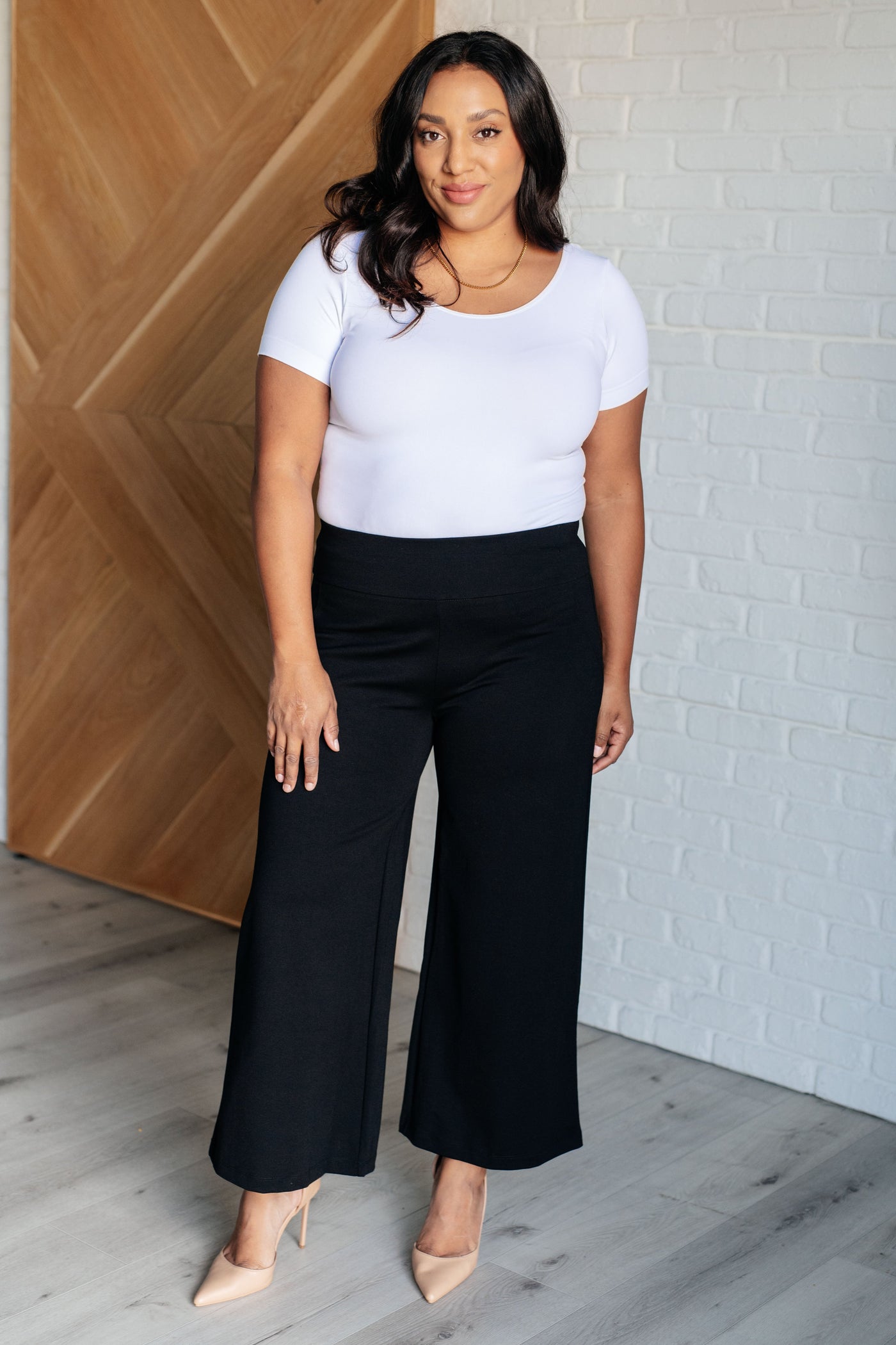 Magic Wide Leg Crop Pants in Black|Corner Stone Spa Boutique-Bottoms- Corner Stone Spa and Salon Boutique in Stoughton, Wisconsin