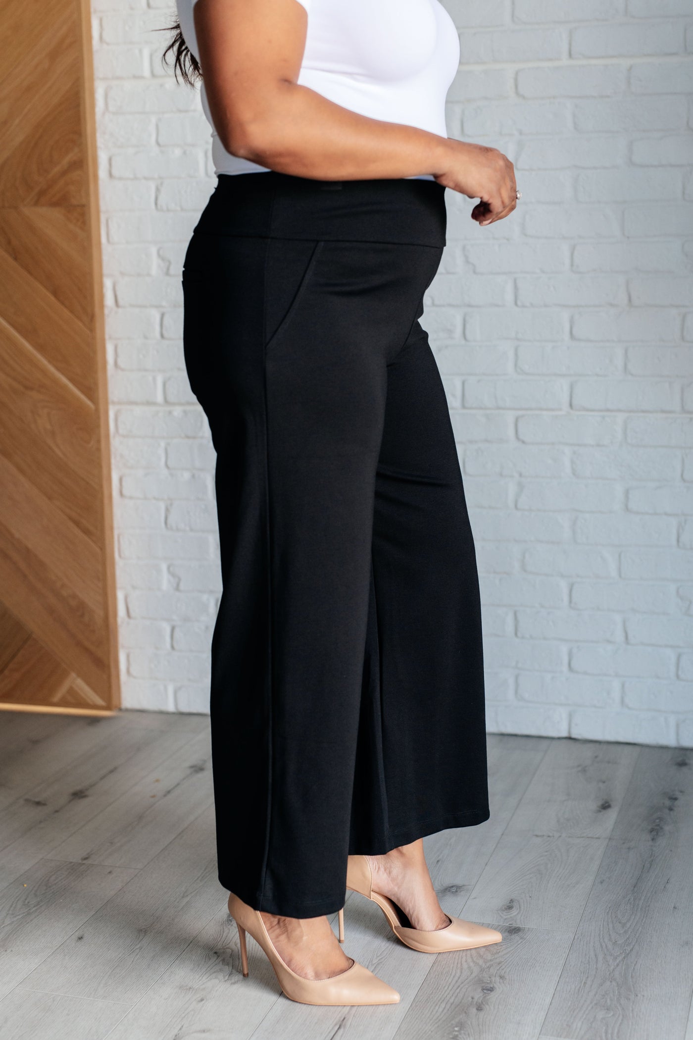 Magic Wide Leg Crop Pants in Black|Corner Stone Spa Boutique-Bottoms- Corner Stone Spa and Salon Boutique in Stoughton, Wisconsin